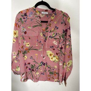 Calvin Klein Women's Floral Printed Blouse Red